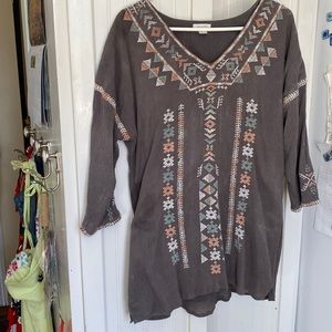 Garnet Hill Embroidered Cotton Tunic  Size 6